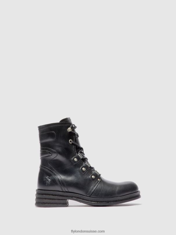 860NR197 bottines à lacets knot792 Fly London tapis noir femmes