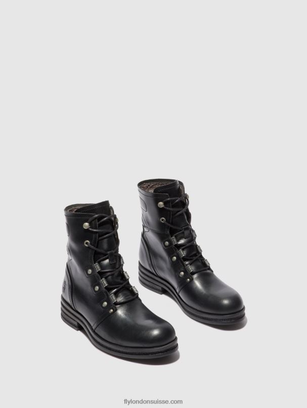 860NR197 bottines à lacets knot792 Fly London tapis noir femmes
