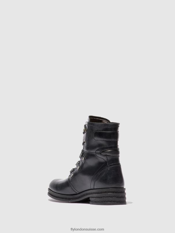 860NR197 bottines à lacets knot792 Fly London tapis noir femmes