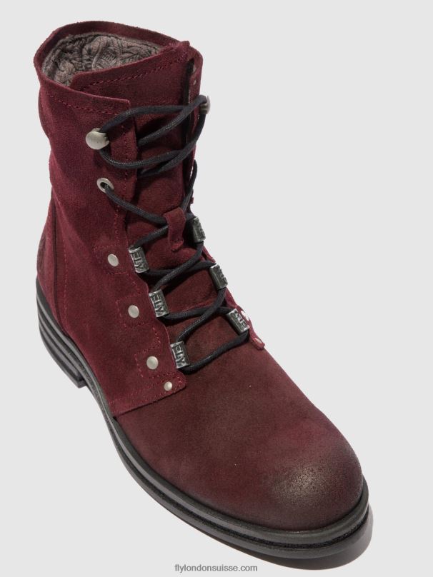 860NR203 bottines à lacets knot792 Fly London vin oléagineux femmes