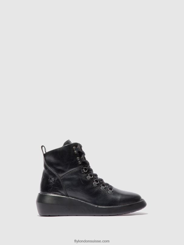 860NR205 bottines à lacets bika501 Fly London tapis noir femmes
