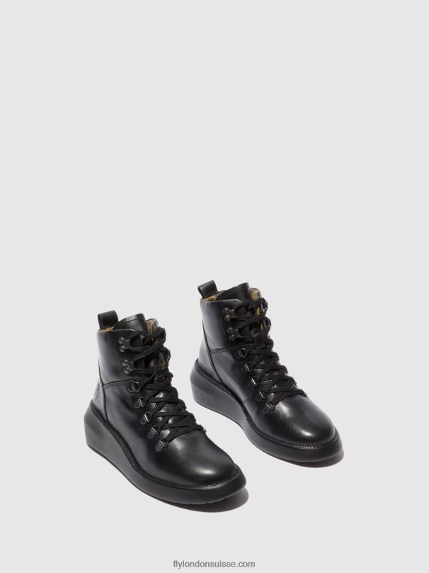 860NR205 bottines à lacets bika501 Fly London tapis noir femmes