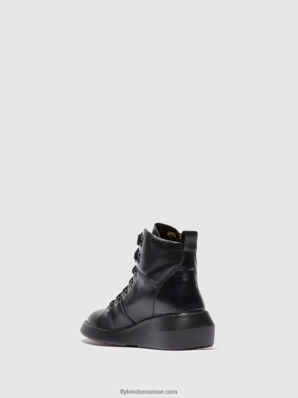 860NR205 bottines à lacets bika501 Fly London tapis noir femmes