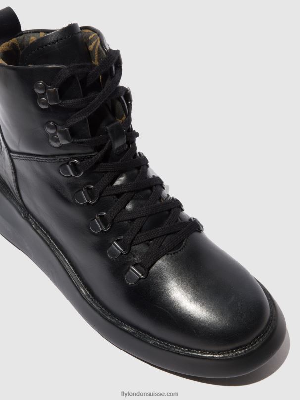 860NR205 bottines à lacets bika501 Fly London tapis noir femmes