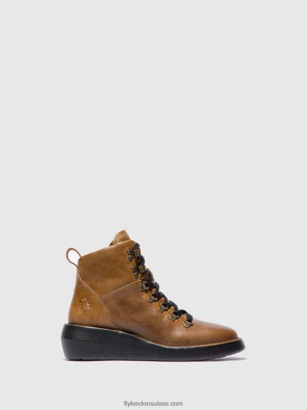 860NR206 bottines à lacets bika501 Fly London tapis chameau femmes