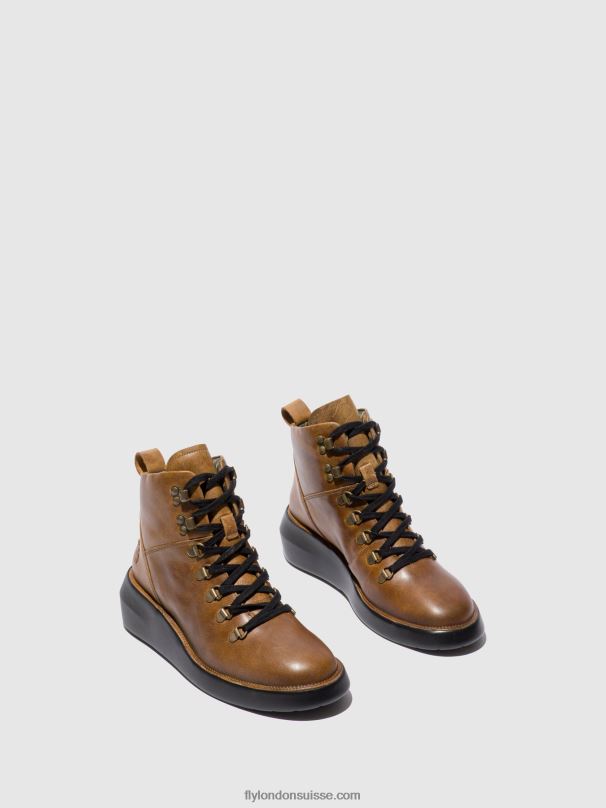 860NR206 bottines à lacets bika501 Fly London tapis chameau femmes