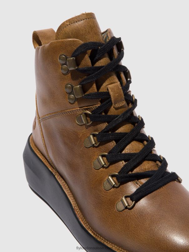 860NR206 bottines à lacets bika501 Fly London tapis chameau femmes