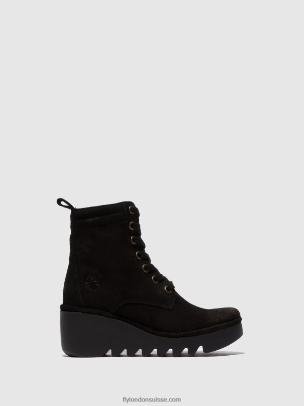 860NR211 bottines à lacets biaz329 Fly London huilé noir femmes