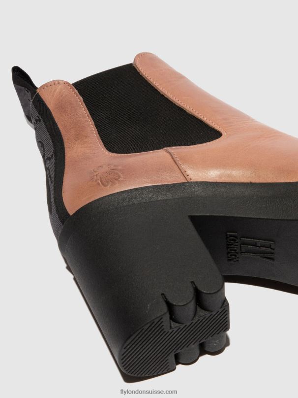 860NR213 bottines chelsea tope520 Fly London tapis rose femmes