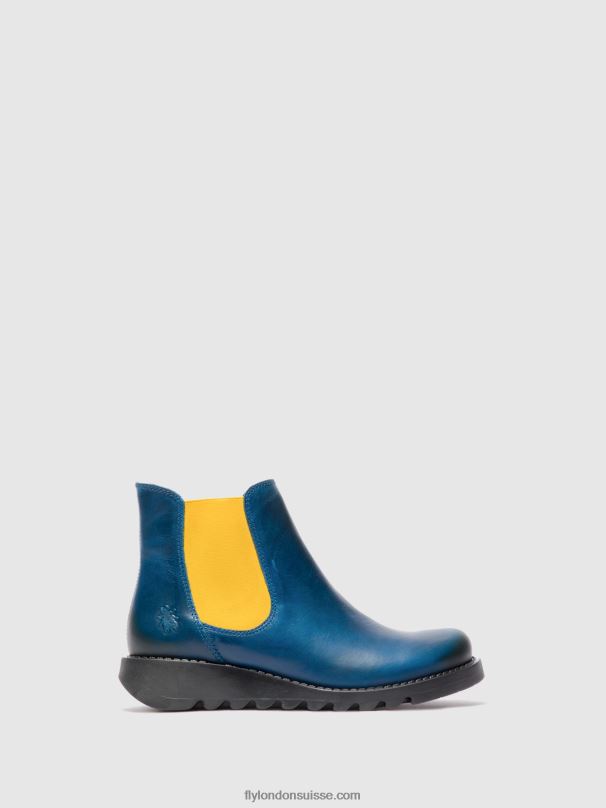 860NR214 bottines chelsea Fly London tapis salv bleu royal (élastique moutarde) femmes
