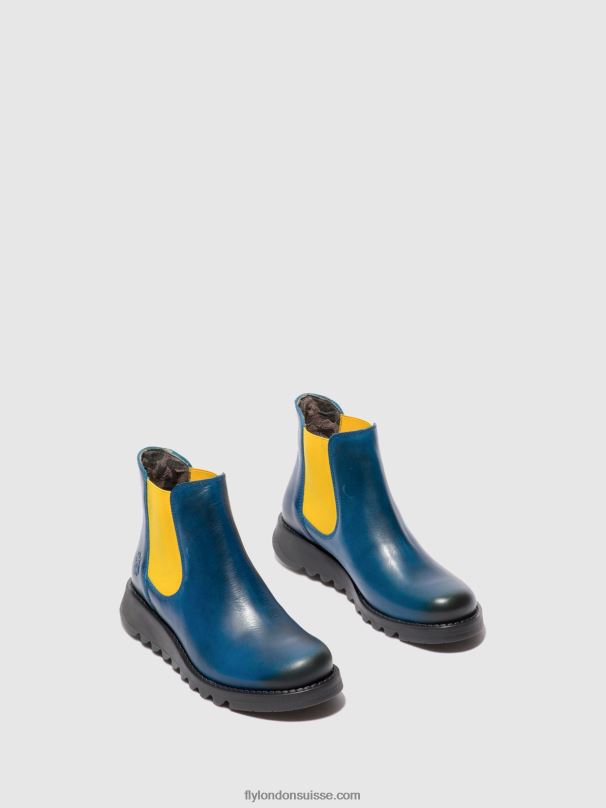860NR214 bottines chelsea Fly London tapis salv bleu royal (élastique moutarde) femmes