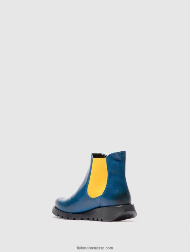 860NR214 bottines chelsea Fly London tapis salv bleu royal (élastique moutarde) femmes