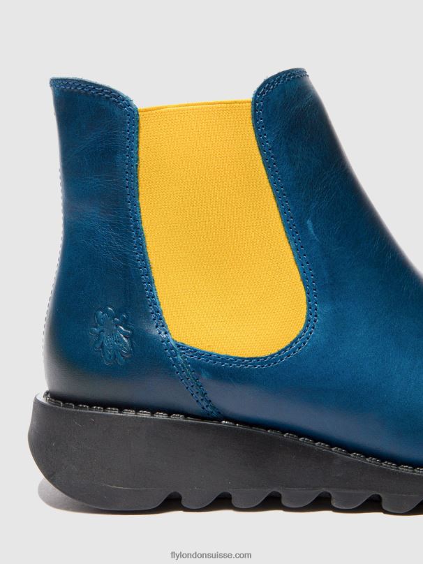 860NR214 bottines chelsea Fly London tapis salv bleu royal (élastique moutarde) femmes