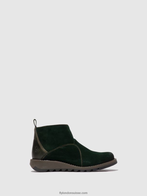 860NR22 bottines zippées sely918 Fly London vert forêt/diesel femmes