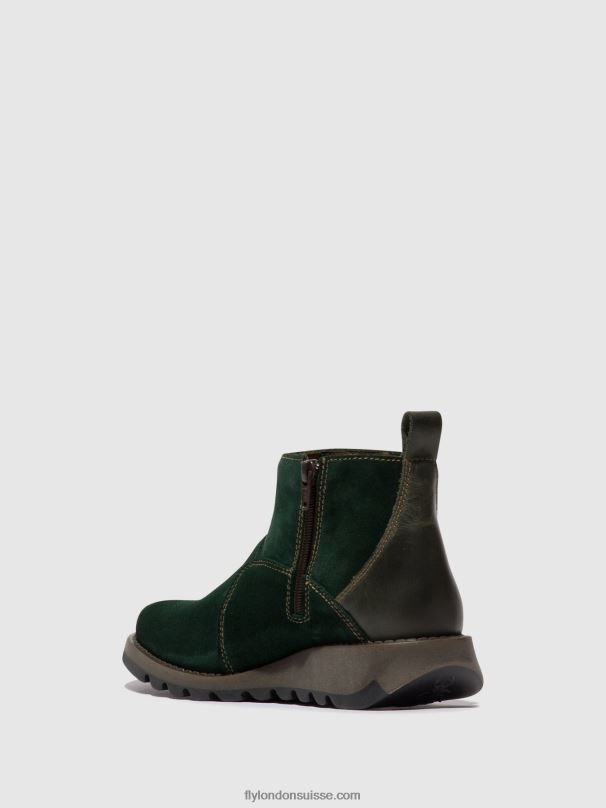 860NR22 bottines zippées sely918 Fly London vert forêt/diesel femmes