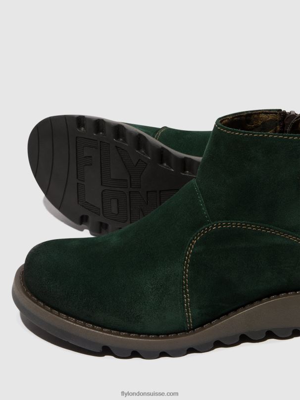 860NR22 bottines zippées sely918 Fly London vert forêt/diesel femmes