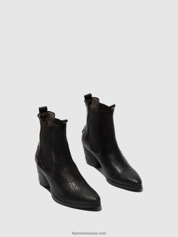 860NR235 bottines chelsea aden824 Fly London croco noir femmes