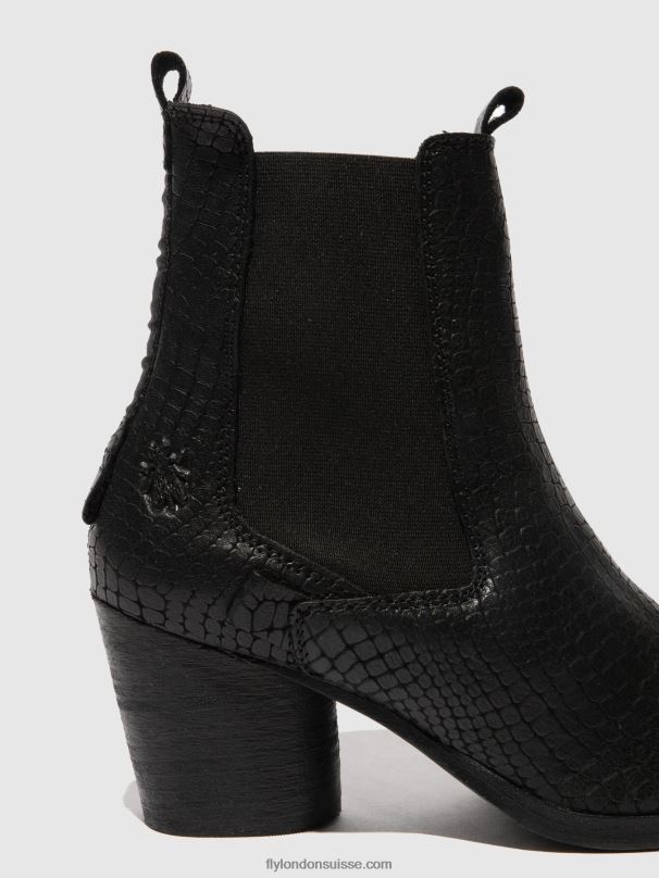 860NR235 bottines chelsea aden824 Fly London croco noir femmes