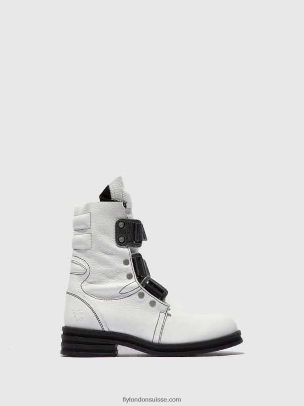 860NR239 bottines à boucle kiff682 Fly London blanc de rio femmes