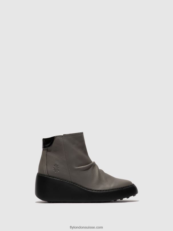 860NR23 bottines zippées dabe461 Fly London gris (semelle noire) femmes