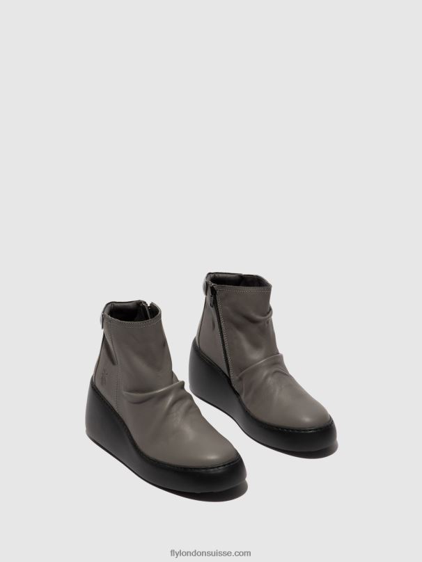 860NR23 bottines zippées dabe461 Fly London gris (semelle noire) femmes