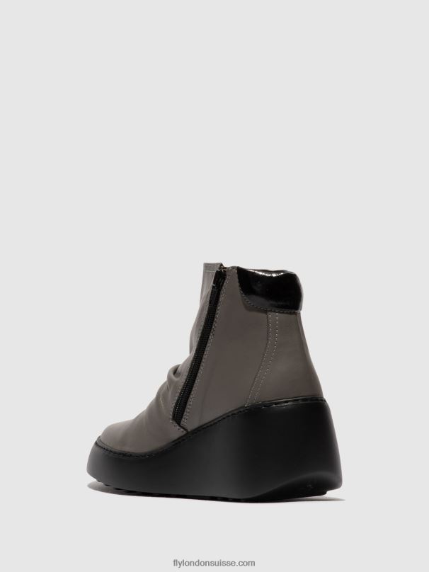 860NR23 bottines zippées dabe461 Fly London gris (semelle noire) femmes