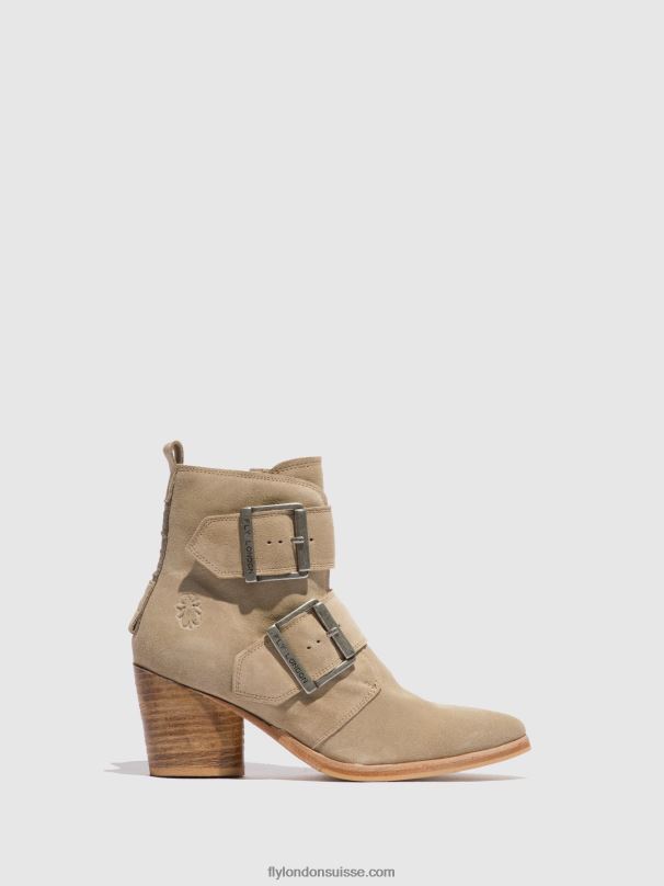 860NR240 bottines à boucle aria827 Fly London crème suède femmes