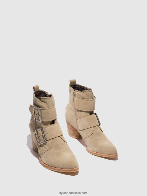 860NR240 bottines à boucle aria827 Fly London crème suède femmes