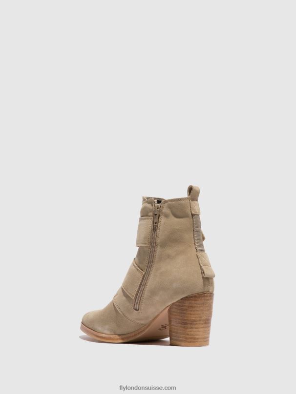 860NR240 bottines à boucle aria827 Fly London crème suède femmes