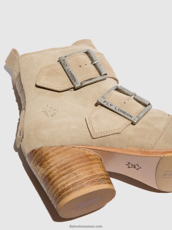 860NR240 bottines à boucle aria827 Fly London crème suède femmes