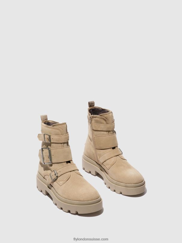 860NR242 bottines à boucle jeda817 Fly London crème suède femmes