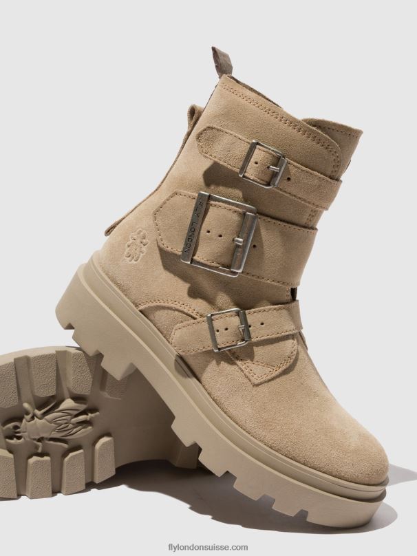 860NR242 bottines à boucle jeda817 Fly London crème suède femmes