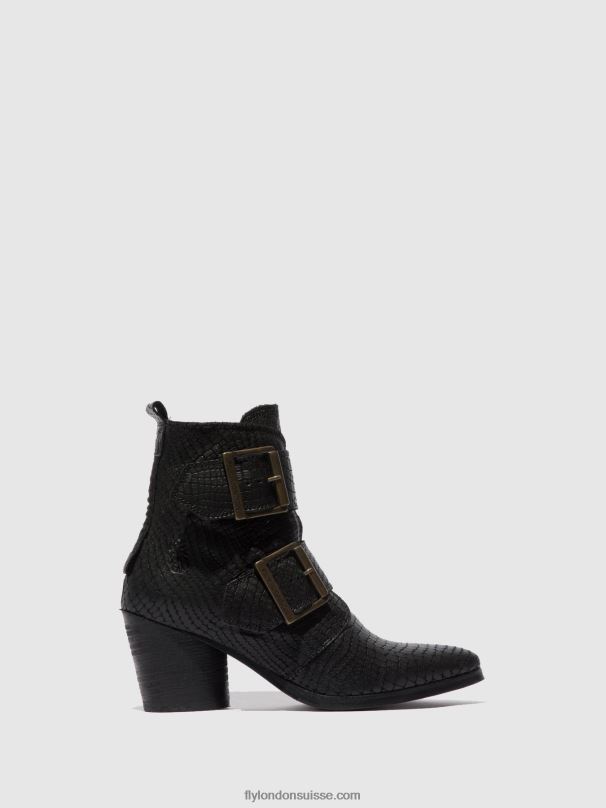 860NR243 bottines à boucle aria827 Fly London croco noir femmes