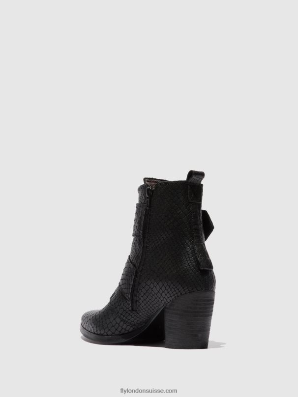 860NR243 bottines à boucle aria827 Fly London croco noir femmes