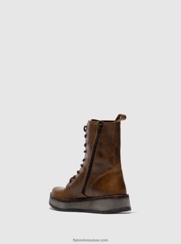 860NR244 bottines à lacets rami043 Fly London tapis chameau femmes
