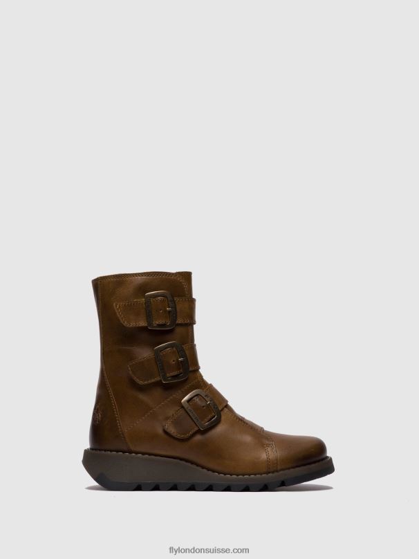 860NR246 bottines à boucle scop110 Fly London tapis chameau femmes