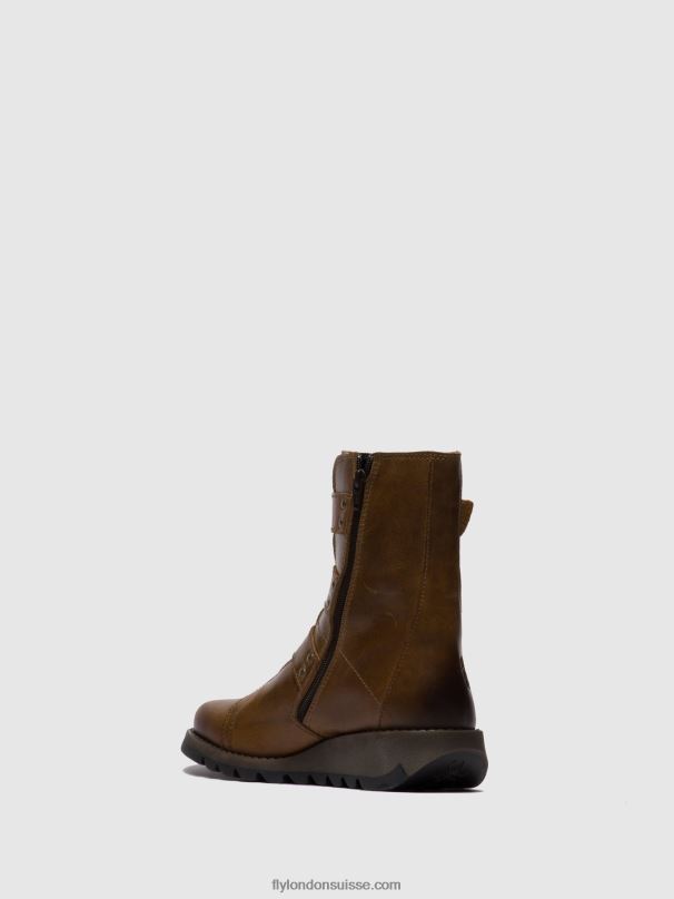 860NR246 bottines à boucle scop110 Fly London tapis chameau femmes