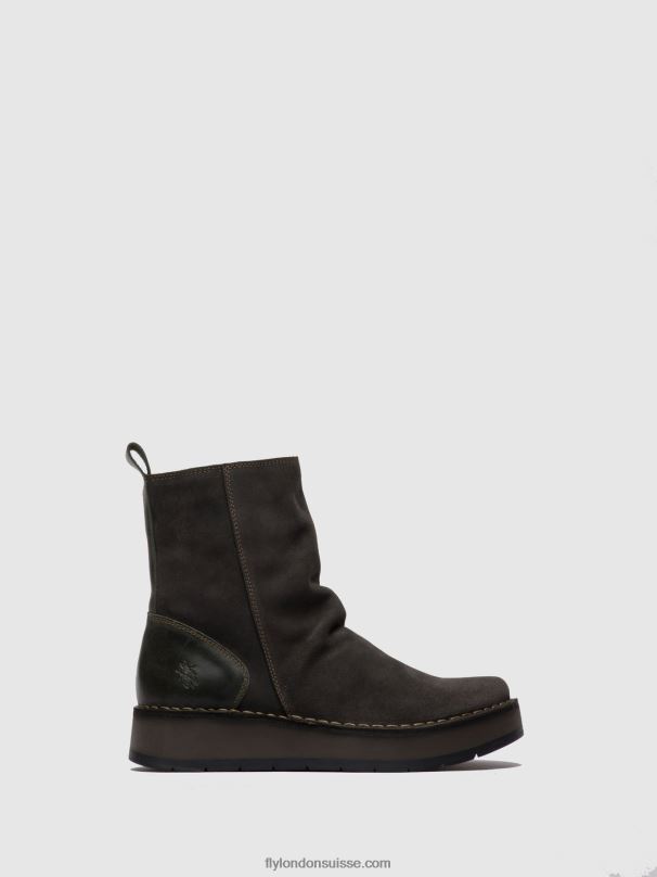 860NR249 bottines zippées reno053 Fly London suède huilé/tapis diesel femmes