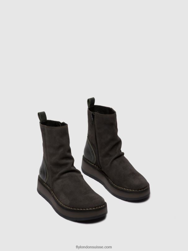 860NR249 bottines zippées reno053 Fly London suède huilé/tapis diesel femmes