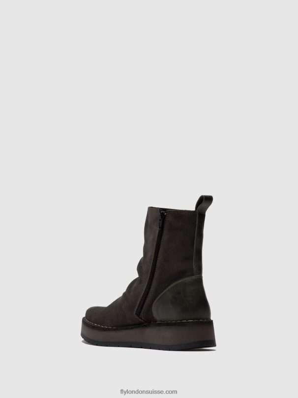 860NR249 bottines zippées reno053 Fly London suède huilé/tapis diesel femmes