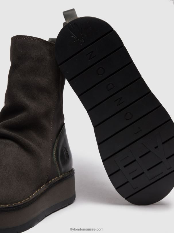 860NR249 bottines zippées reno053 Fly London suède huilé/tapis diesel femmes