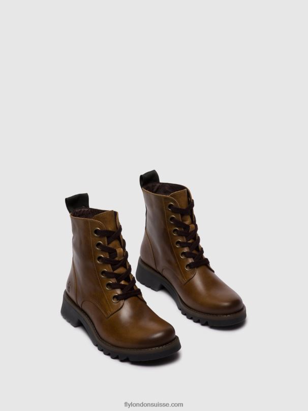 860NR251 bottines à lacets ragi539 Fly London tapis chameau femmes