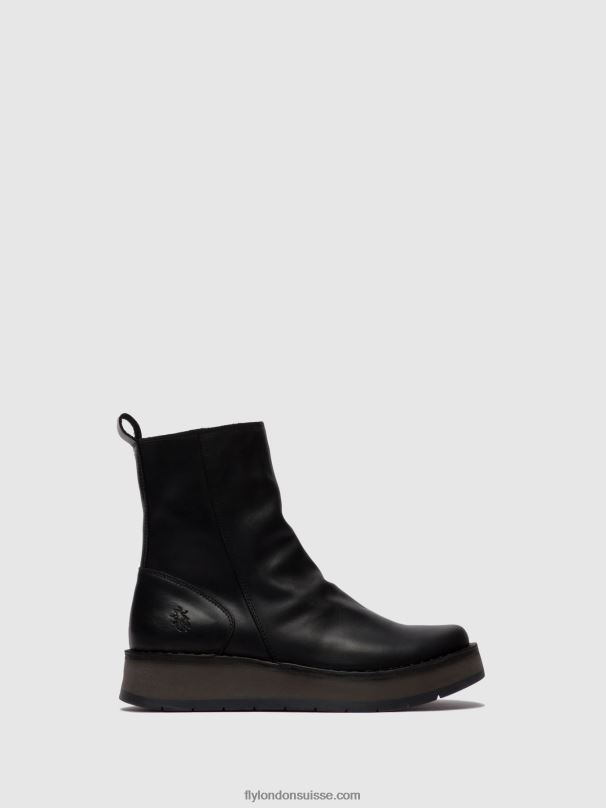 860NR253 bottines zippées reno053 Fly London tapis noir femmes