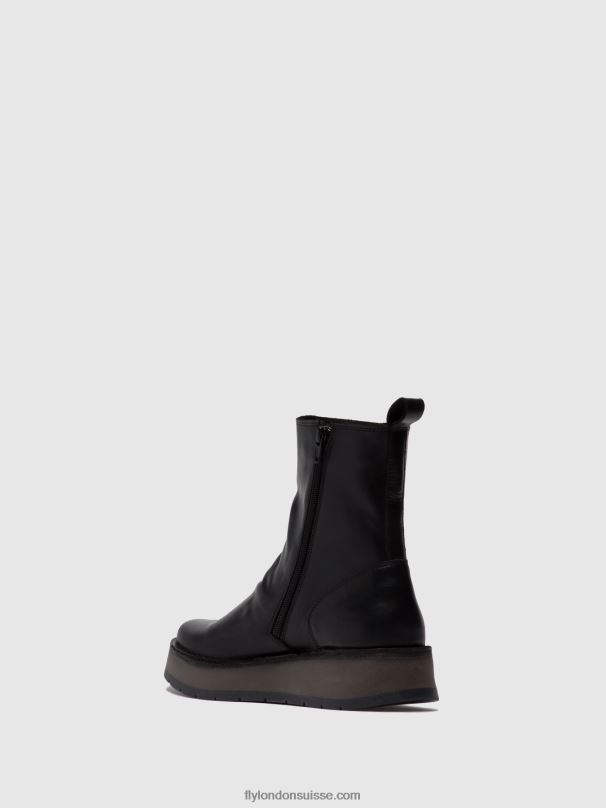 860NR253 bottines zippées reno053 Fly London tapis noir femmes