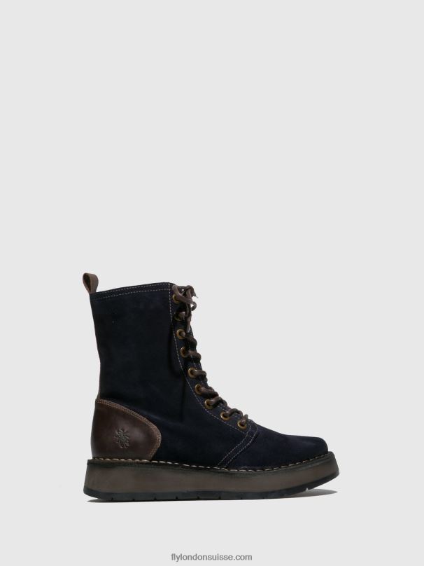 860NR258 bottines à lacets rami043 Fly London suède huilé/tapis marine/marron foncé femmes