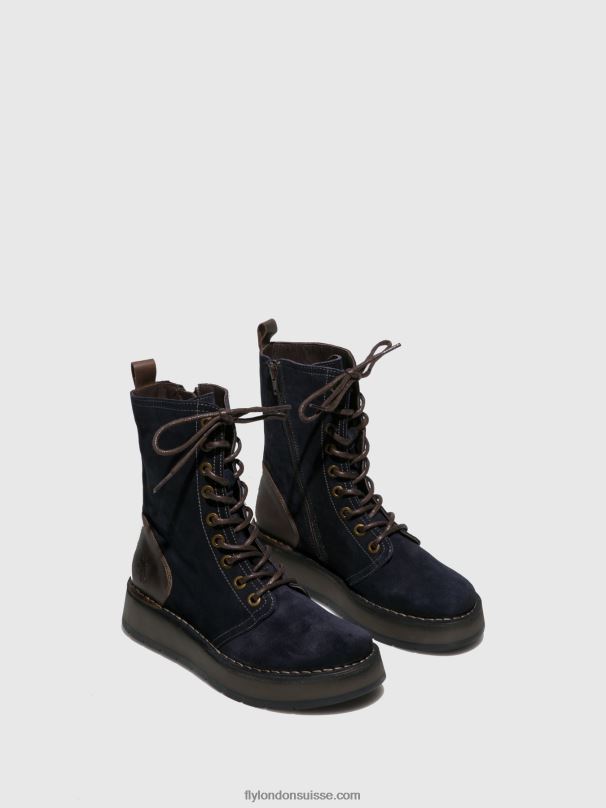 860NR258 bottines à lacets rami043 Fly London suède huilé/tapis marine/marron foncé femmes