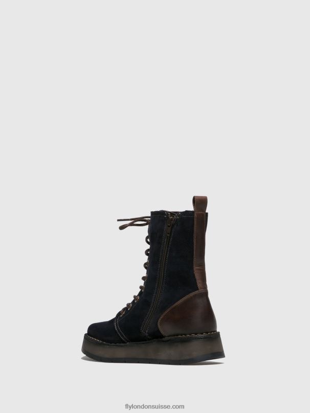 860NR258 bottines à lacets rami043 Fly London suède huilé/tapis marine/marron foncé femmes