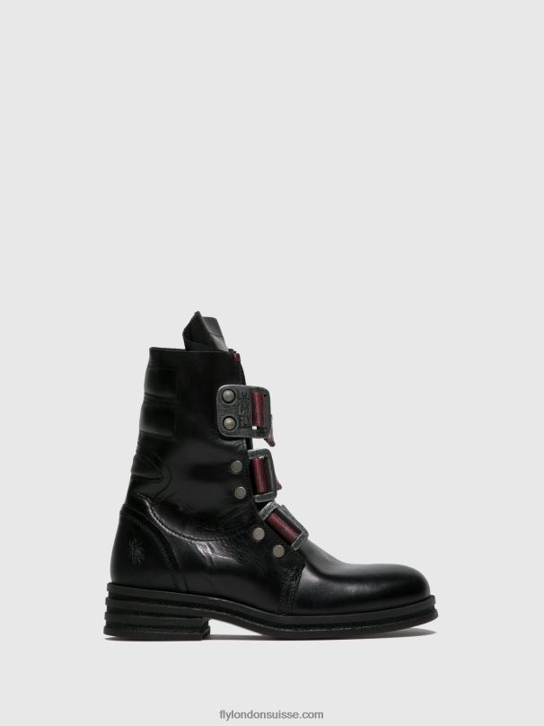 860NR259 bottines à boucle kiff682 Fly London tapis noir femmes