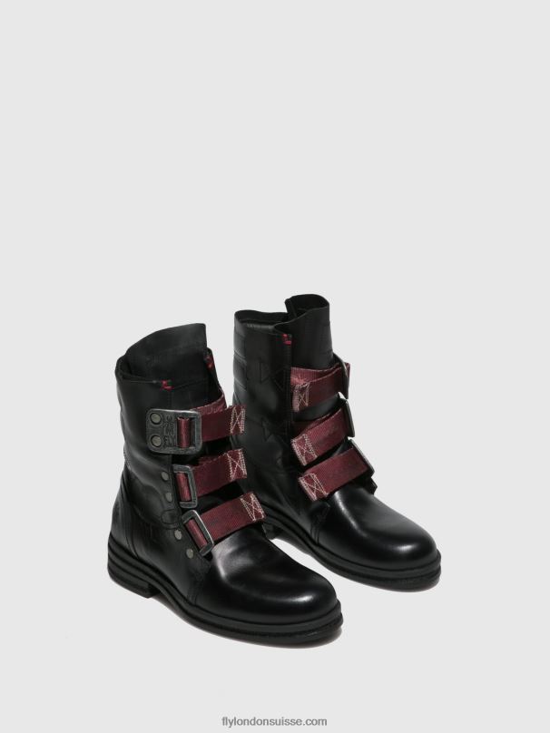 860NR259 bottines à boucle kiff682 Fly London tapis noir femmes
