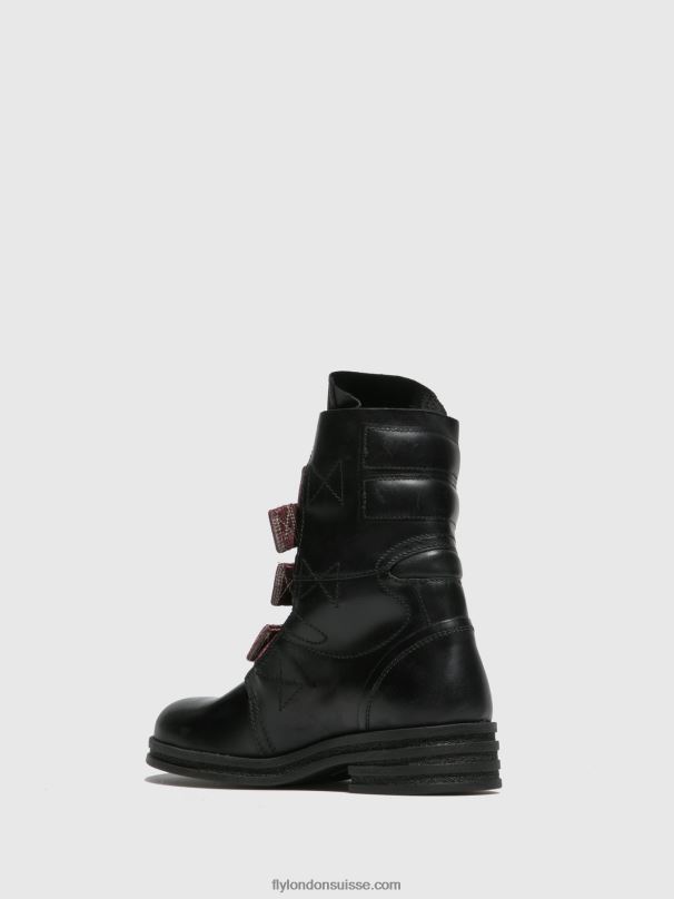 860NR259 bottines à boucle kiff682 Fly London tapis noir femmes